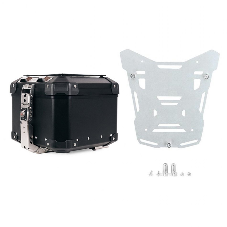 Bauletto Atlas in Alluminio 44L universale + Piastra bauletto Atlas Argento per portapacchi originale BMW R1300GS