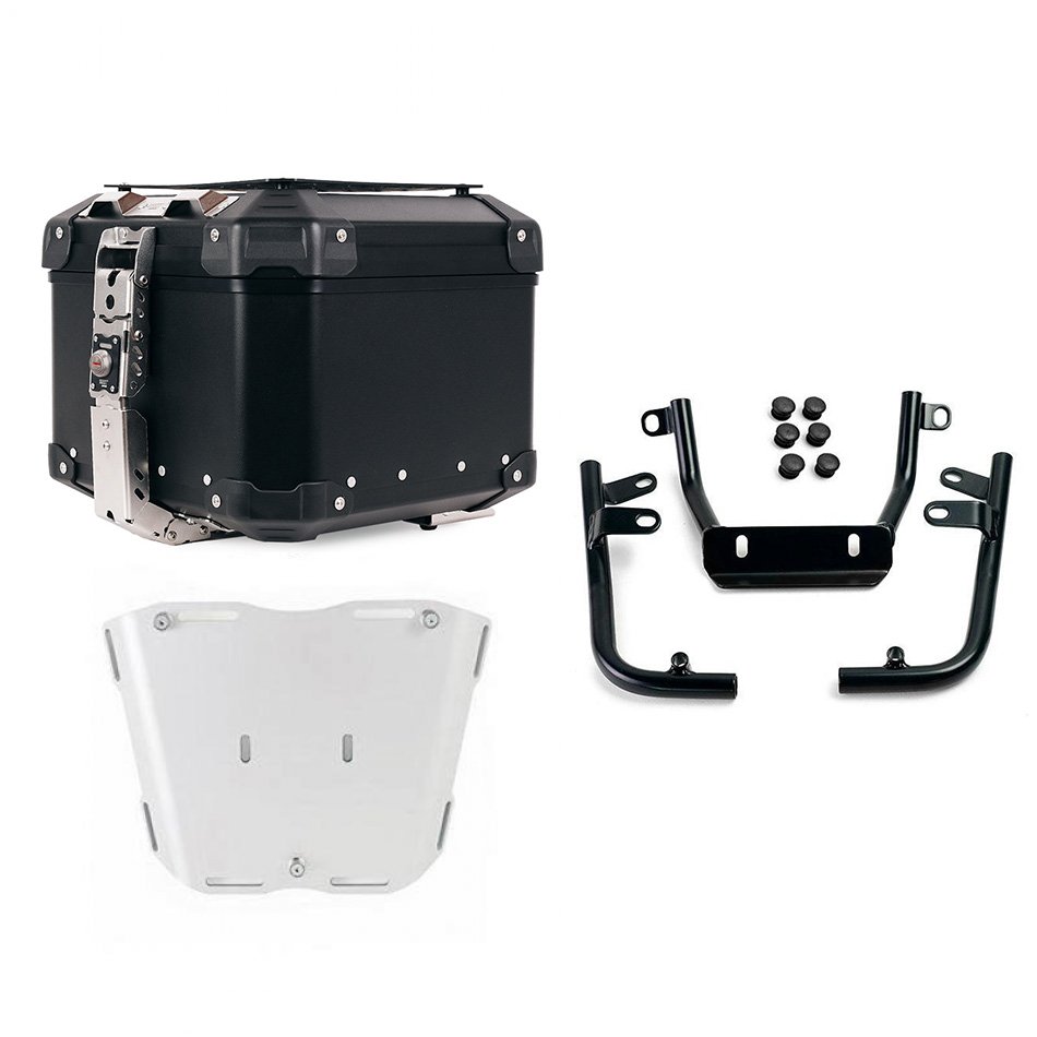 Bauletto Atlas in Alluminio 44L universale + Piastra Pan America per bauletto Atlas con supporto