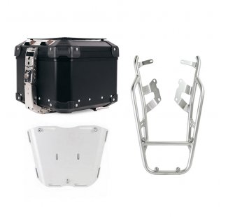 Bauletto Atlas in Alluminio 44L universale + Portapacchi NineT con maniglie passeggero per fissaggio piastra bauletto