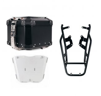 Bauletto Atlas in Alluminio 44L universale + Portapacchi NineT con maniglie passeggero per fissaggio piastra bauletto