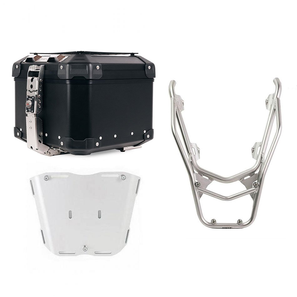 Bauletto Atlas in Alluminio 44L universale + Portapacchi posteriore con maniglie passeggero BMW R1300GS (colore argento)