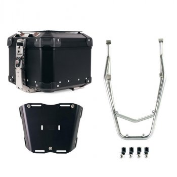 Bauletto Atlas in Alluminio 44L universale + Portapacchi posteriore con maniglie passeggero Ducati Desert X Argento