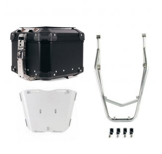 Bauletto Atlas in Alluminio 44L universale + Portapacchi posteriore con maniglie passeggero Ducati Desert X Argento