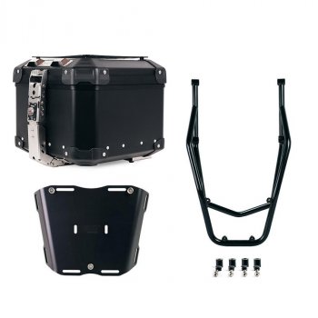Bauletto Atlas in Alluminio 44L universale + Portapacchi posteriore con maniglie passeggero Ducati Desert X Nero