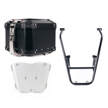 Bauletto Atlas in Alluminio 44L universale + Portapacchi posteriore con maniglie passeggero Royal Enfield Guerrilla 450