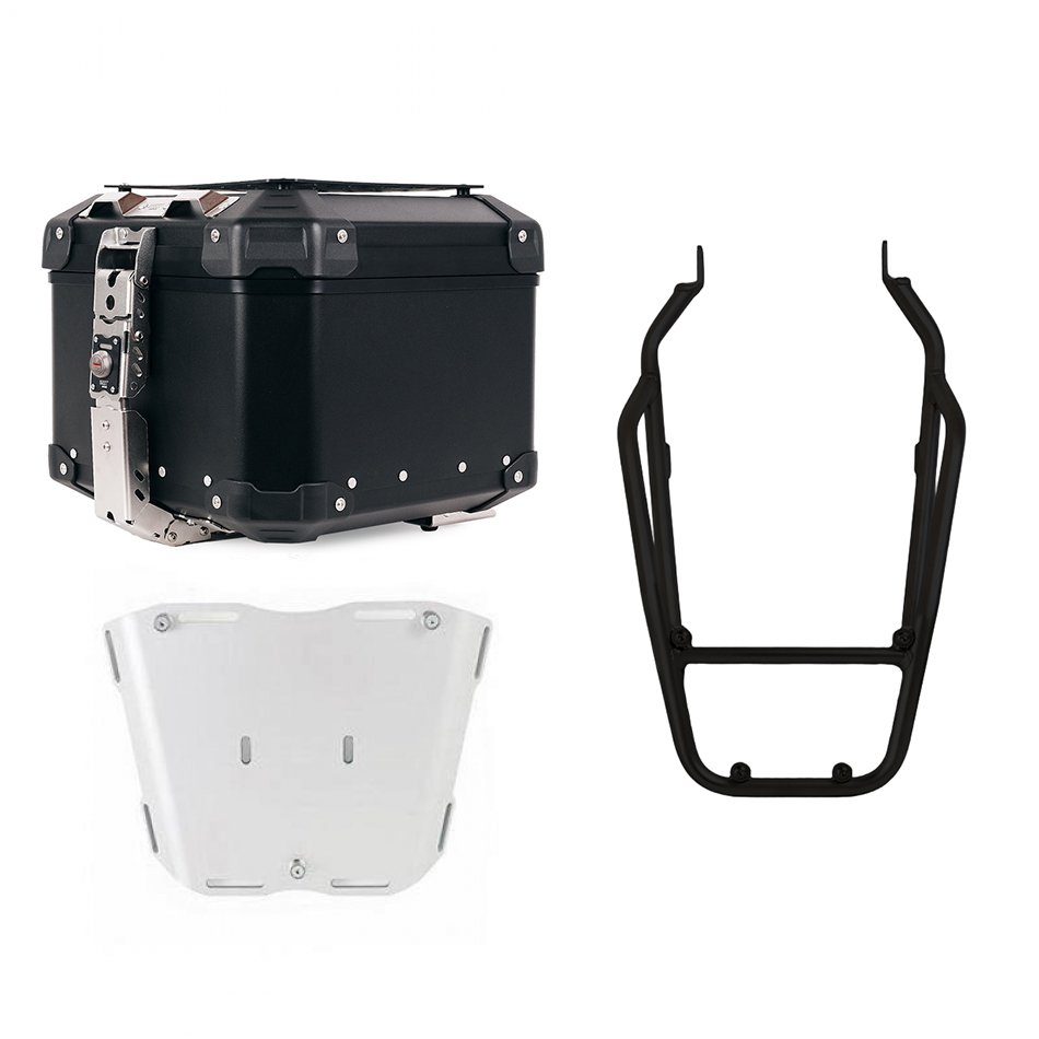 Bauletto Atlas in Alluminio 44L universale + Portapacchi posteriore nero con maniglie passeggero Triumph Scrambler 1200 X & XE