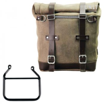 Borsa laterale Scram in Crosta di Cuoio 22L-30L + Telaio Thriumph Speed 400 & Scrambler 400 X DX (Solo compatibile con nostro scarico basso codice:4206Low)