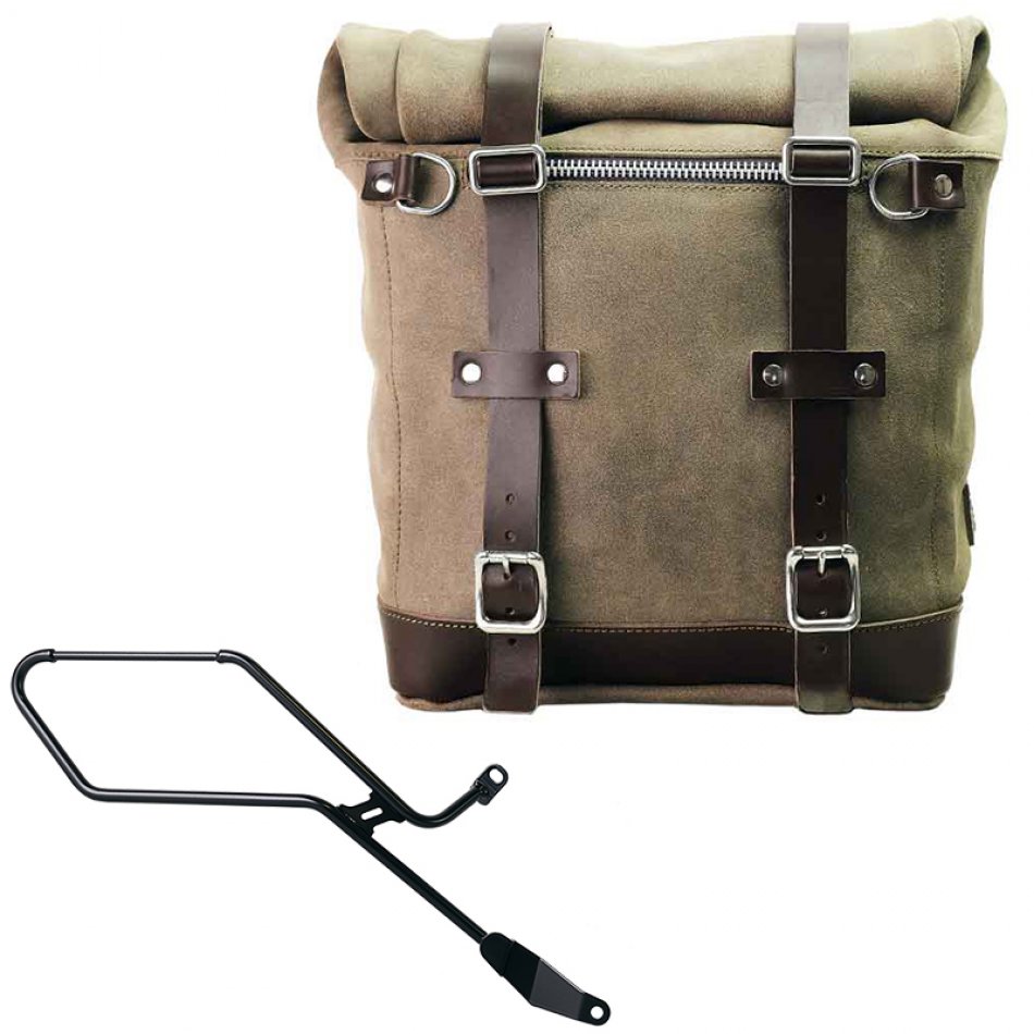 Borsa laterale Scram in Crosta di Cuoio 22L-30L + Telaio Triumph Bonneville Bobber DX