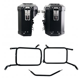Coppia borse Atlas in Alluminio 39L+32L + Telai per borse in alluminio Moto Guzzi V85 TT (2024 in poi) Nero