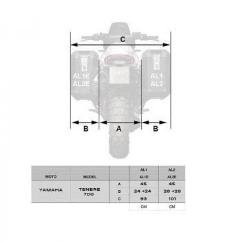 Coppia borse Atlas in Alluminio 47L+41L con Telai Yamaha