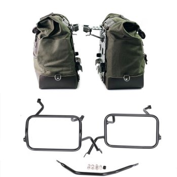 Coppia borse laterali Cult in Canvas 40L - 50L + Coppia piastre in Alluminio + Telai per borse in alluminio Atlas BMW F450GS