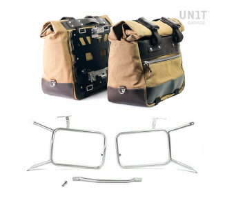 Coppia borse laterali Cult in Canvas 40L - 50L + Coppia piastre in Alluminio + Telai per borse in alluminio Atlas nineT