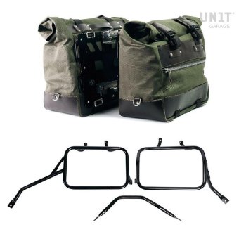 Coppia borse laterali Cult in Canvas 40L - 50L + Coppia piastre in Alluminio + Telai per borse in alluminio Triumph Tracker 400