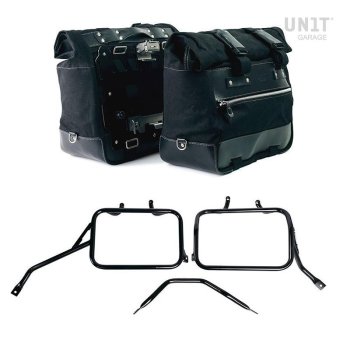 Coppia borse laterali Cult in Canvas 40L - 50L + Coppia piastre in Alluminio + Telai per borse in alluminio Triumph Tracker 400