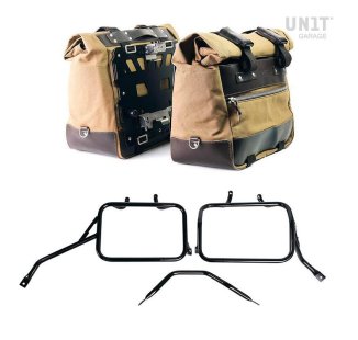 Coppia borse laterali Cult in Canvas 40L - 50L + Coppia piastre in Alluminio + Telai per borse in alluminio Triumph Tracker 400