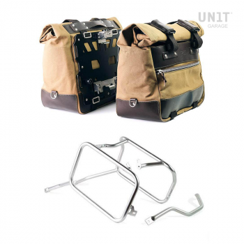 Coppia borse laterali Cult in Canvas 40L - 50L + Coppia piastre in Alluminio + Telai Triumph 1200 XC-XE per borse in alluminio Atlas