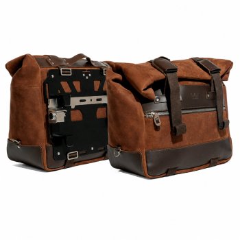 Coppia borse laterali Cult in Crosta di cuoio 40L - 50L + Coppia piastre in alluminio BMW R1300GS ADV