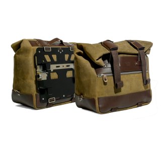 Coppia borse laterali Cult in Crosta di cuoio 40L - 50L + Coppia piastre in alluminio BMW R1300GS ADV