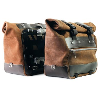 Coppia borse laterali Cult in Crosta di cuoio 40L - 50L + Piastra in Alluminio