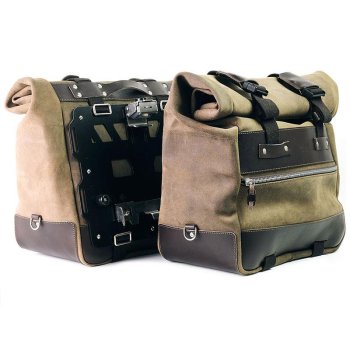 Coppia borse laterali Cult in Crosta di cuoio 40L - 50L + Piastra in Alluminio