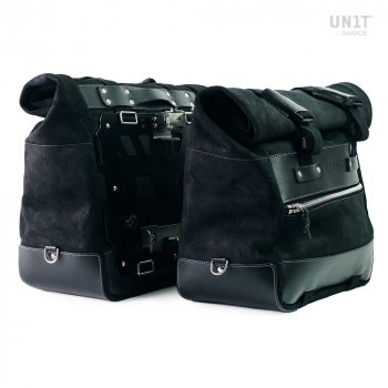 Coppia borse laterali Cult in Crosta di cuoio 40L - 50L + Piastra in Alluminio