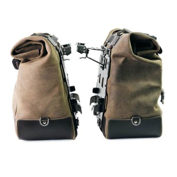 Coppia borse laterali Cult in Crosta di cuoio 40L - 50L + Piastra in Alluminio