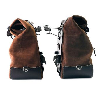 Coppia borse laterali Cult in Crosta di cuoio 40L - 50L + Piastra in Alluminio