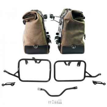 Coppia borse laterali Cult in Crosta di cuoio 40L - 50L + Piastra in Alluminio + Telai BMW R12 G/S