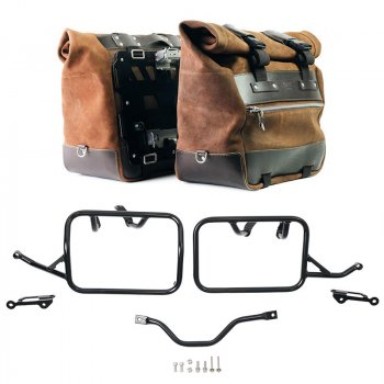 Coppia borse laterali Cult in Crosta di cuoio 40L - 50L + Piastra in Alluminio + Telai BMW R12 G/S