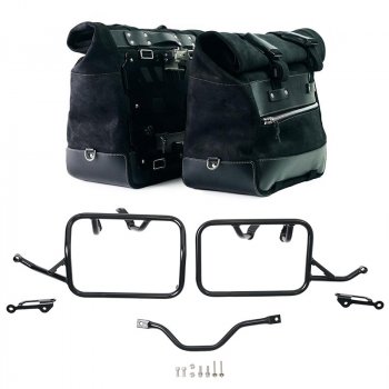Coppia borse laterali Cult in Crosta di cuoio 40L - 50L + Piastra in Alluminio + Telai BMW R12 G/S