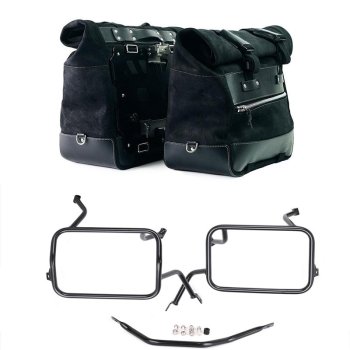 Coppia borse laterali Cult in Crosta di cuoio 40L - 50L + Piastra in Alluminio + Telai per borse in alluminio Atlas BMW F450GS