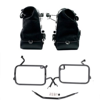 Coppia borse laterali Cult in Crosta di cuoio 40L - 50L + Piastra in Alluminio + Telai per borse in alluminio Atlas BMW F450GS