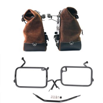 Coppia borse laterali Cult in Crosta di cuoio 40L - 50L + Piastra in Alluminio + Telai per borse in alluminio Atlas BMW F450GS