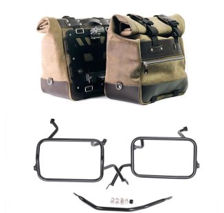 Coppia borse laterali Cult in Crosta di cuoio 40L - 50L + Piastra in Alluminio + Telai per borse in alluminio Atlas BMW F450GS