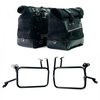 Coppia borse laterali Cult in Crosta di cuoio 40L - 50L + Piastra in Alluminio + Telai per borse in alluminio Atlas KTM 1290 /1390 Super Adventure S-R
