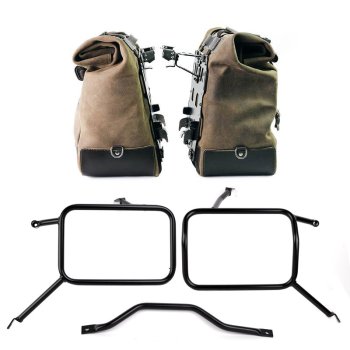Coppia borse laterali Cult in Crosta di cuoio 40L - 50L + Piastra in Alluminio + Telai per borse in alluminio Atlas Triumph Street Scrambler 900 (2026 in poi)