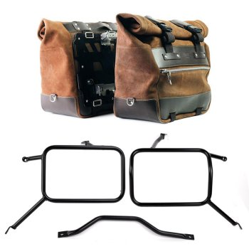 Coppia borse laterali Cult in Crosta di cuoio 40L - 50L + Piastra in Alluminio + Telai per borse in alluminio Atlas Triumph Street Scrambler 900 (2026 in poi)