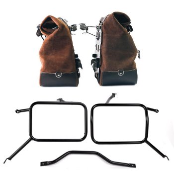 Coppia borse laterali Cult in Crosta di cuoio 40L - 50L + Piastra in Alluminio + Telai per borse in alluminio Atlas Triumph Street Scrambler 900 (2026 in poi)