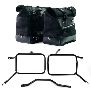 Coppia borse laterali Cult in Crosta di cuoio 40L - 50L + Piastra in Alluminio + Telai per borse in alluminio Atlas Triumph Street Scrambler 900 (2026 in poi)