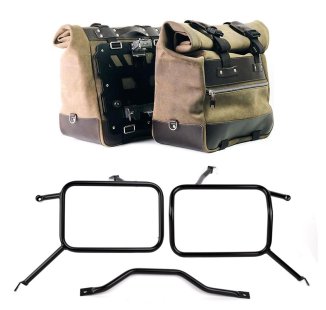 Coppia borse laterali Cult in Crosta di cuoio 40L - 50L + Piastra in Alluminio + Telai per borse in alluminio Atlas Triumph Street Scrambler 900 (2026 in poi)