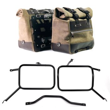 Coppia borse laterali Cult in Crosta di cuoio 40L - 50L + Piastra in Alluminio + Telai per borse in alluminio Atlas Triumph Street Scrambler 900 (2026 in poi)