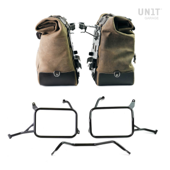 Coppia borse laterali Cult in Crosta di cuoio 40L - 50L + Piastra in Alluminio + Telai per borse in alluminio Atlas Yamaha Ténéré 700