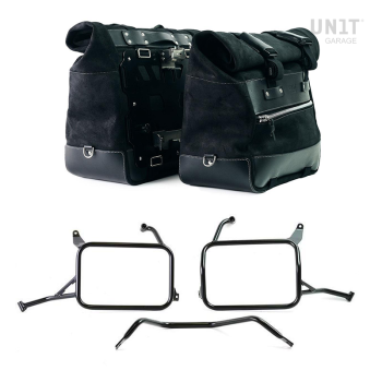 Coppia borse laterali Cult in Crosta di cuoio 40L - 50L + Piastra in Alluminio + Telai per borse in alluminio Atlas Yamaha Ténéré 700