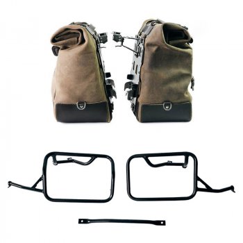 Coppia borse laterali Cult in Crosta di cuoio 40L - 50L + Piastra in Alluminio + Telai per borse in alluminio BMW R12 NineT