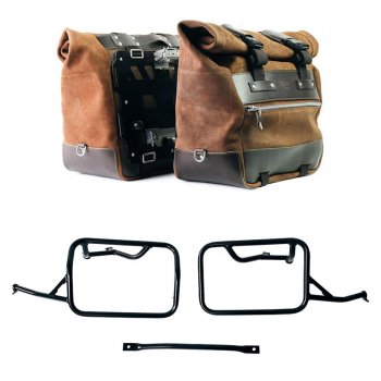 Coppia borse laterali Cult in Crosta di cuoio 40L - 50L + Piastra in Alluminio + Telai per borse in alluminio BMW R12 NineT