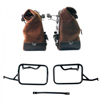 Coppia borse laterali Cult in Crosta di cuoio 40L - 50L + Piastra in Alluminio + Telai per borse in alluminio BMW R12 NineT
