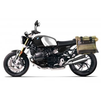 Coppia borse laterali Cult in Crosta di cuoio 40L - 50L + Piastra in Alluminio + Telai per borse in alluminio BMW R12 NineT