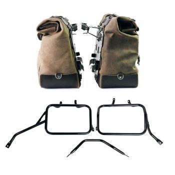 Coppia borse laterali Cult in Crosta di cuoio 40L - 50L + Piastra in Alluminio + Telai per borse in alluminio Triumph Tracker 400