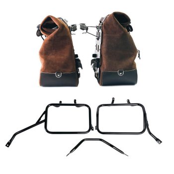 Coppia borse laterali Cult in Crosta di cuoio 40L - 50L + Piastra in Alluminio + Telai per borse in alluminio Triumph Tracker 400
