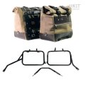 Coppia borse laterali Cult in Crosta di cuoio 40L - 50L + Piastra in Alluminio + Telai per borse in alluminio Triumph Thruxton 400